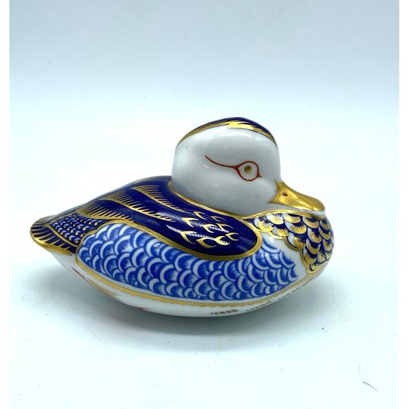 Imari Duck paper Wt ROYAL CROWN DERBY England bone china 22K gold silver stopper - Picture 2 of 10